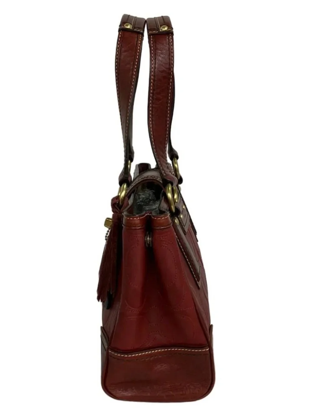 COACH Hamptons Leather Signature Medium Carryall 11330 Bordeaux Leather
